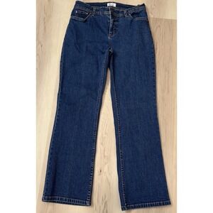 Denim and Company Bootcut‎ Jeans 6P Blue Denim Dark Stretch Mid Rise mom Jean